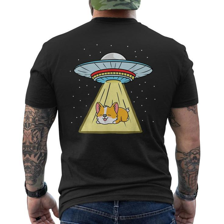 Ufo Abduction Sleeping Corgi  Mens Back Print T-shirt