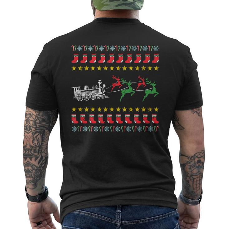 Ugly Christmas Sweater For Model Train Lover Men's T-shirt Back Print