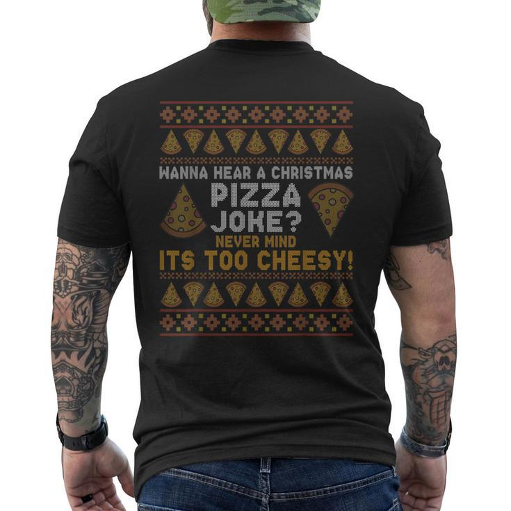 Ugly Christmas Sweater Santa Pizza Joke Family Holiday Party Men's T-shirt Back Print