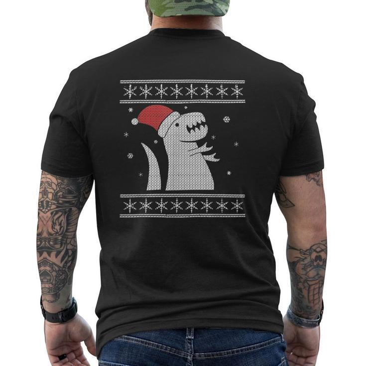 Ugly Christmas Sweater Style Dinosaur In The Snow Men's T-shirt Back Print
