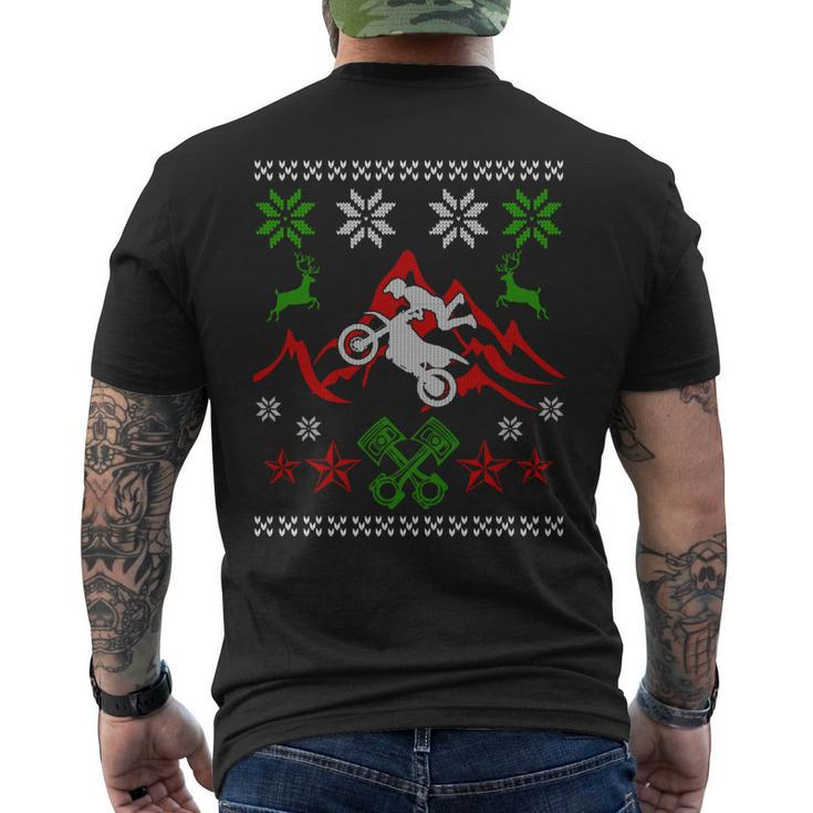 Ugly Christmas Sweater Style Motocross Men's T-shirt Back Print