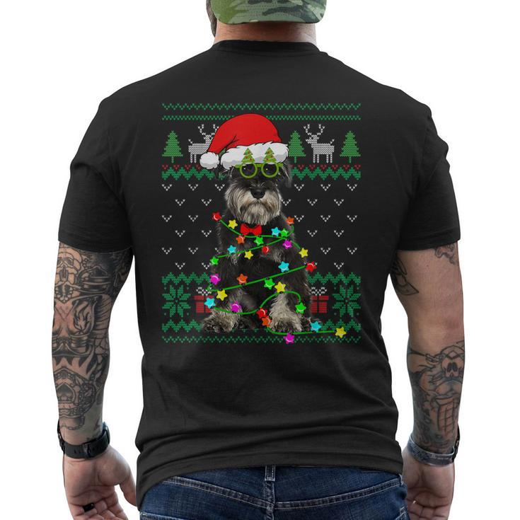 Ugly Sweater Christmas Lights Schnauzer Dog Puppy Lover Men's T-shirt Back Print