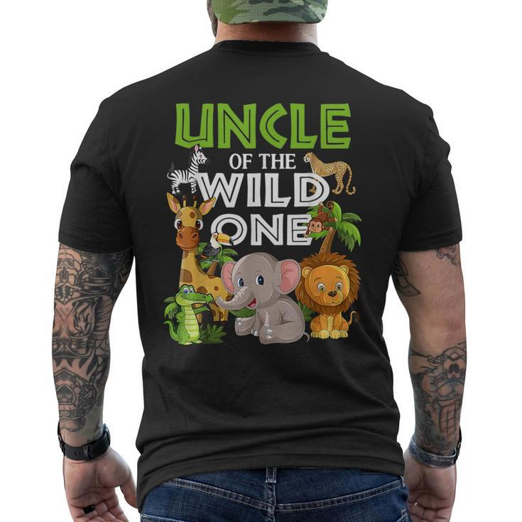 Uncle Of The Wild One Zoo Birthday 1St Family Safari Party  Mens Back Print T-shirt