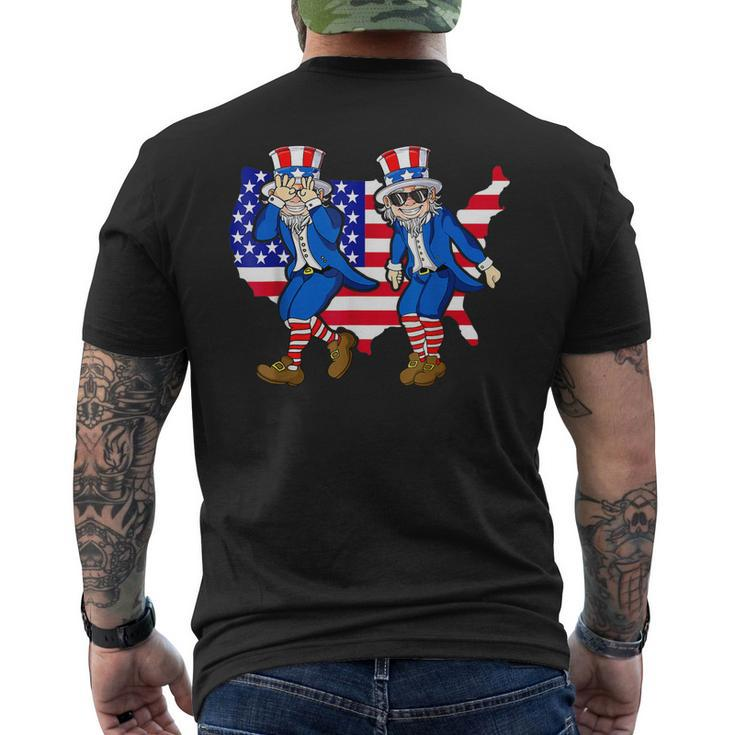 Uncle Sam Griddy 4Th Of July Usa Map Flag Independence Day Men's Back Print T-shirt