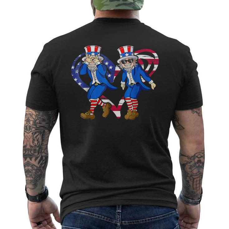 Uncle Sam Griddy Dance 4Th Of July Usa Flag Heart American Men's Back Print T-shirt