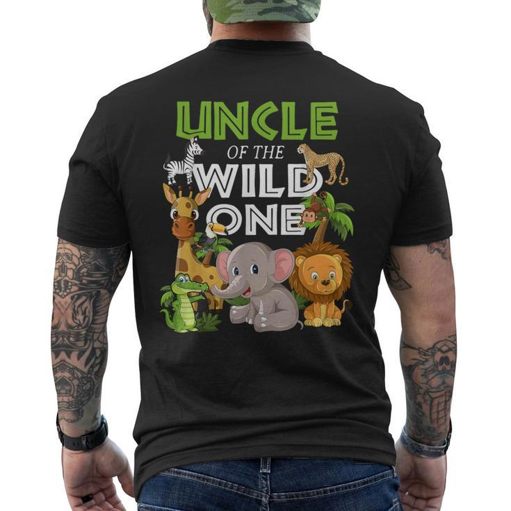 Uncle Of The Wild One Zoo Birthday Safari Jungle Animal Men's T-shirt Back Print