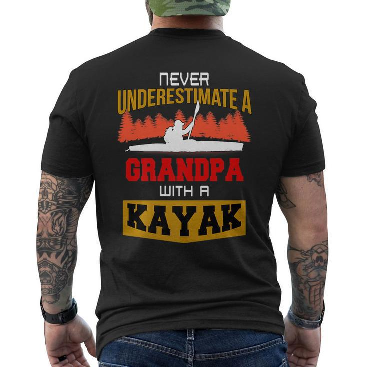 Never Underestimate A Grandpa With A Kayak Fun Men's T-shirt Back Print