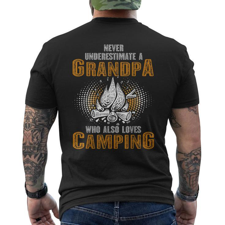 Never Underestimate Grandpa Who Is Also Loves Camping Men's T-shirt Back Print