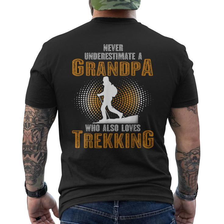 Never Underestimate Grandpa Who Is Also Loves Trekking Men's T-shirt Back Print