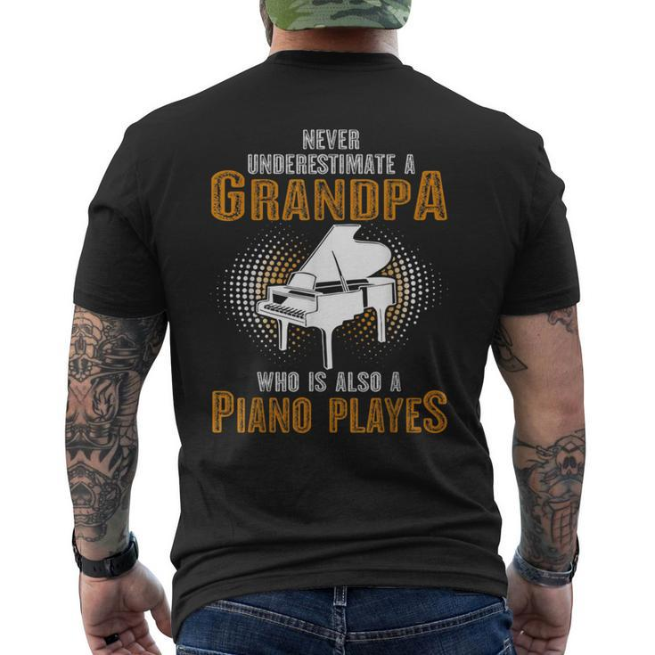 Never Underestimate Grandpa Who Is Also A Piano Player Men's T-shirt Back Print