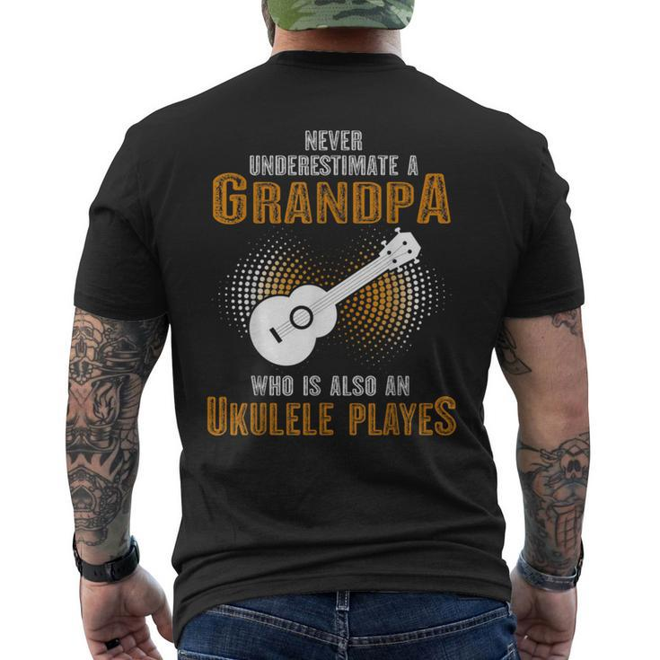 Never Underestimate Grandpa Who Is Also A Ukulele Player Men's T-shirt Back Print
