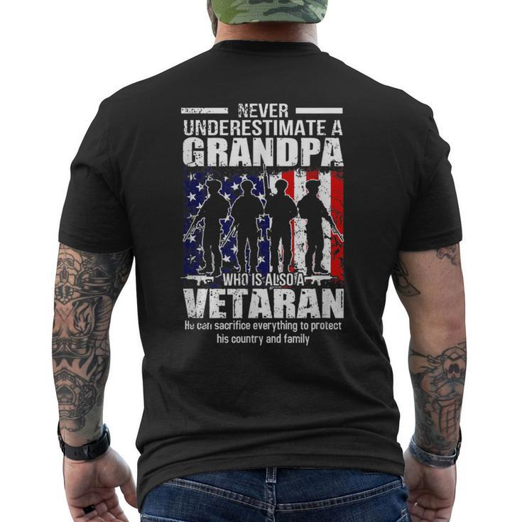 Never Underestimate Grandpa Who Is Also Veteran Grandpa Men's T-shirt Back Print