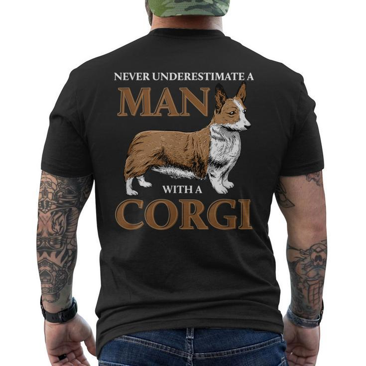 Never Underestimate A Man With A Corgi Dog Lover Men's T-shirt Back Print