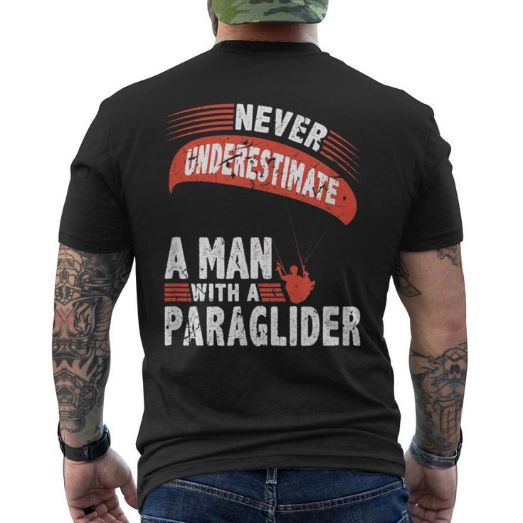 Never Underestimate Man Paraglider Parachute Men's T-shirt Back Print