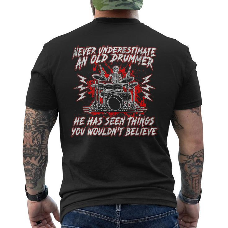 Never Underestimate An Old Drummer Drums Men's T-shirt Back Print