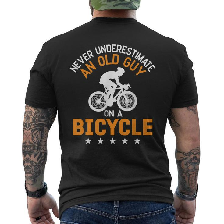 Never Underestimate An Old Guy On A Bicycle Cycling Mens Men's T-shirt Back Print