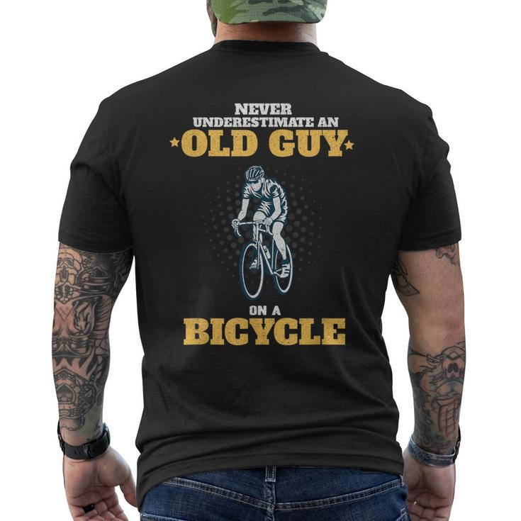 Never Underestimate An Old Guy On A Bicycle Cycling Men's T-shirt Back Print