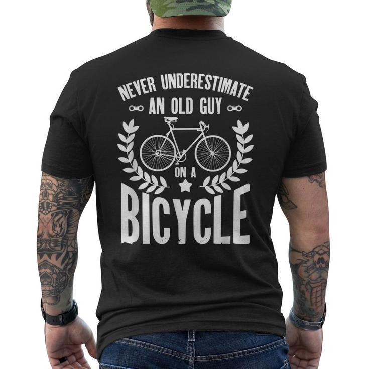 Never Underestimate An Old Guy On A Bicycle Grandpa Men's T-shirt Back Print