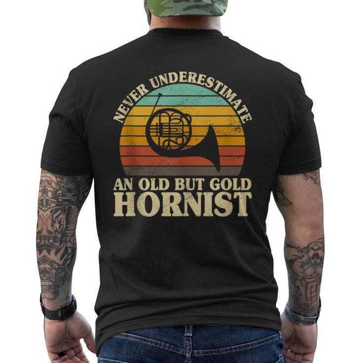Never Underestimate An Old Hornist French Horn Player Bugler Men's T-shirt Back Print