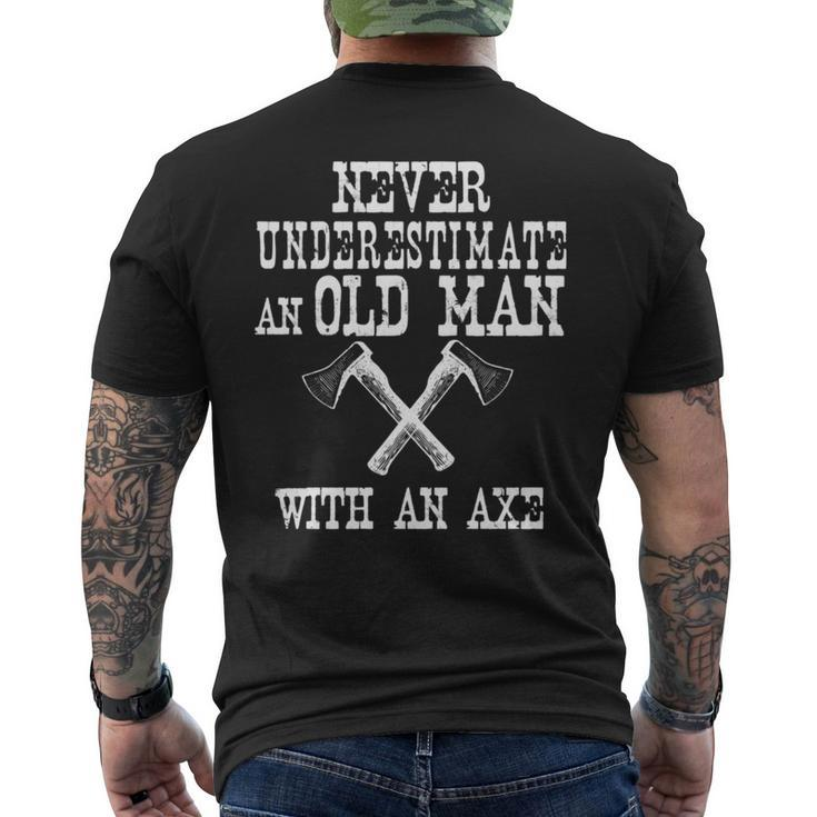 Never Underestimate An Old Man With An Axe Retro Lumberjack Men's T-shirt Back Print