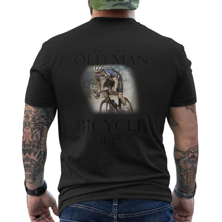 Never Underestimate An Old Man With A Bicycle Born In July Men's T-shirt Back Print