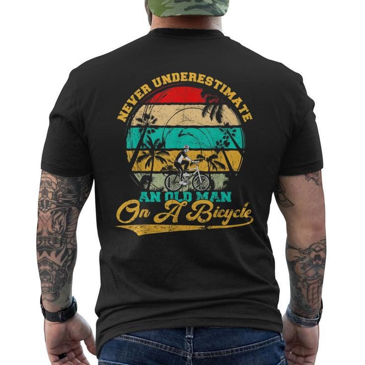 Never Underestimate An Old Man On A Bicycle Cycling Lover Men's T-shirt Back Print