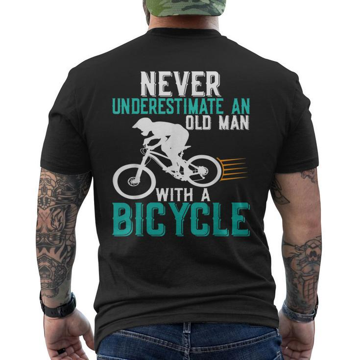Never Underestimate An Old Man With A Bicycle Cycling Lover Men's T-shirt Back Print