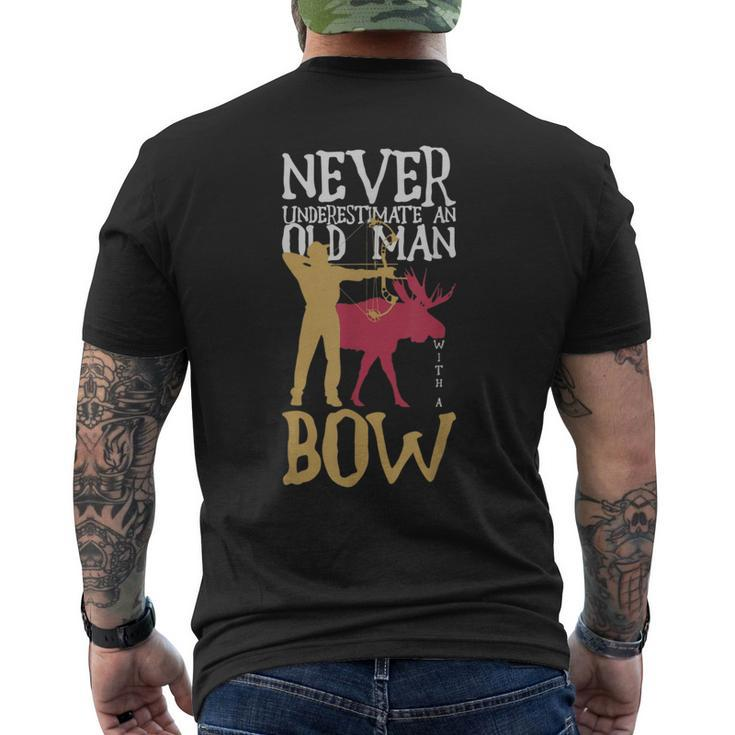 Never Underestimate An Old Man With A Bow Hunting Men's T-shirt Back Print