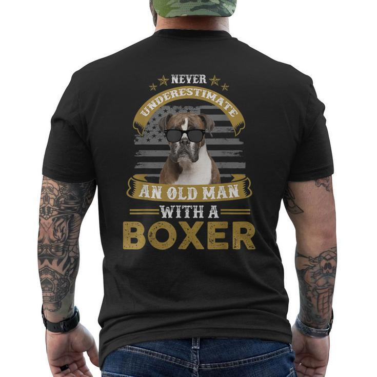 Never Underestimate An Old Man With A Boxer Dog Dad Men's T-shirt Back Print