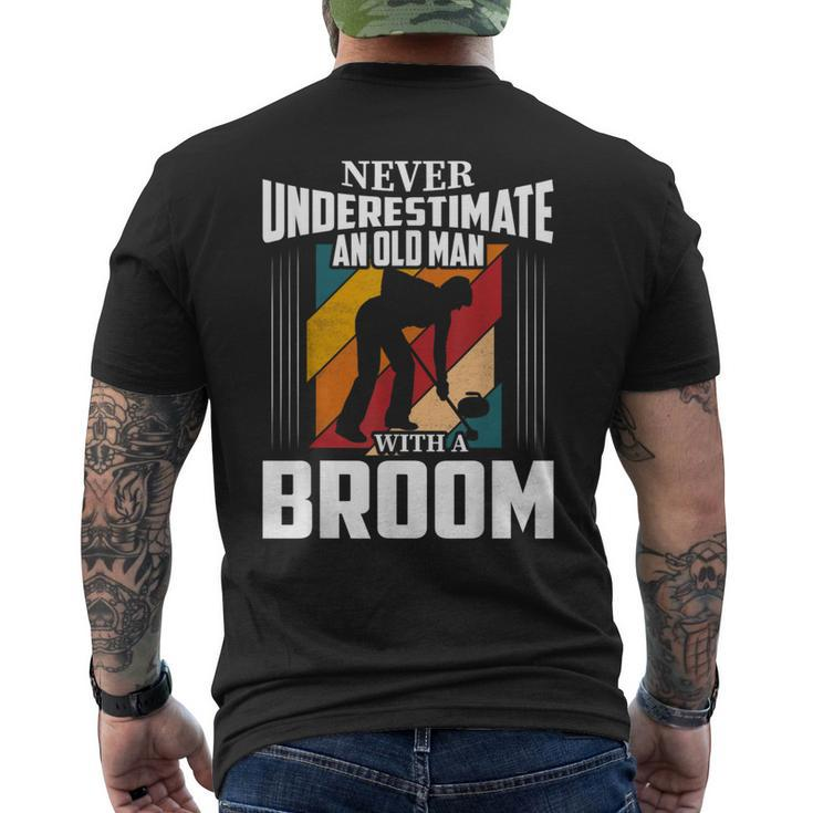 Never Underestimate An Old Man With A Broom Curler Men's T-shirt Back Print