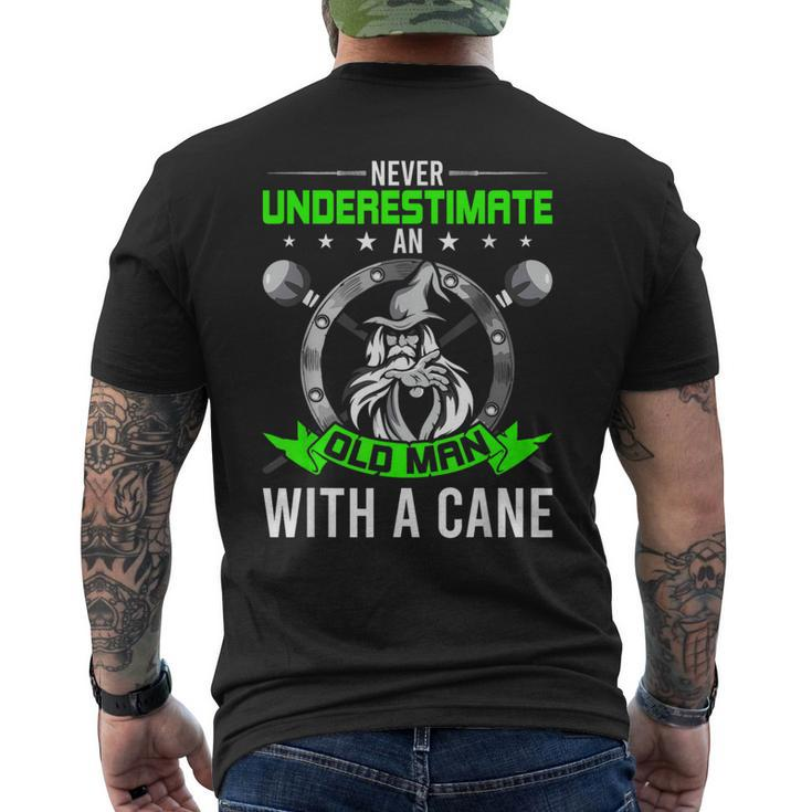 Never Underestimate An Old Man With A Cane Wizard Men's T-shirt Back Print