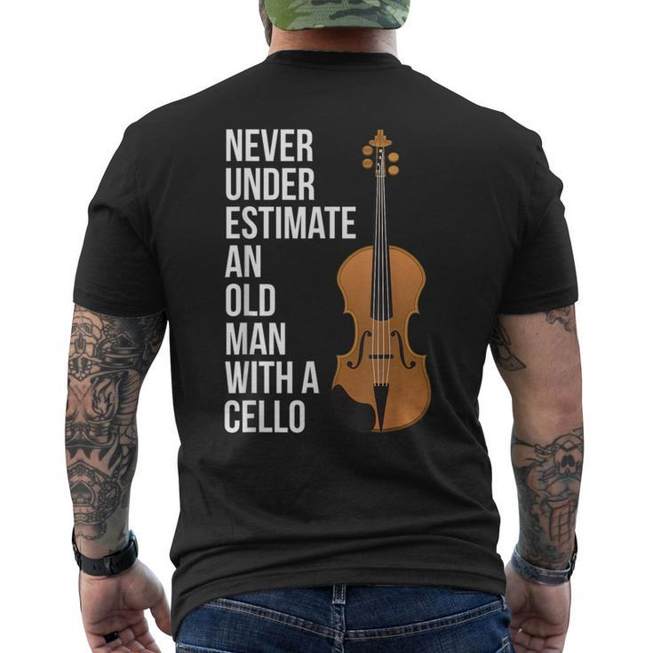 Never Underestimate An Old Man With A Cello For Men Men's T-shirt Back Print