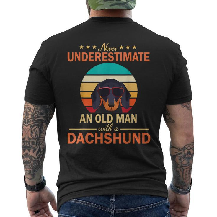Never Underestimate An Old Man With A Dachshund Dogs Father Men's T-shirt Back Print