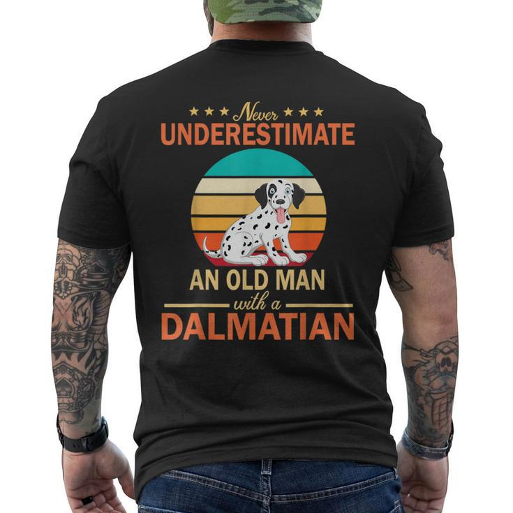 Never Underestimate An Old Man With A Dalmatian Dogs Father Men's T-shirt Back Print