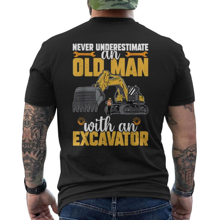 Never Underestimate Old Man With An Excavator Construction Men's T-shirt Back Print