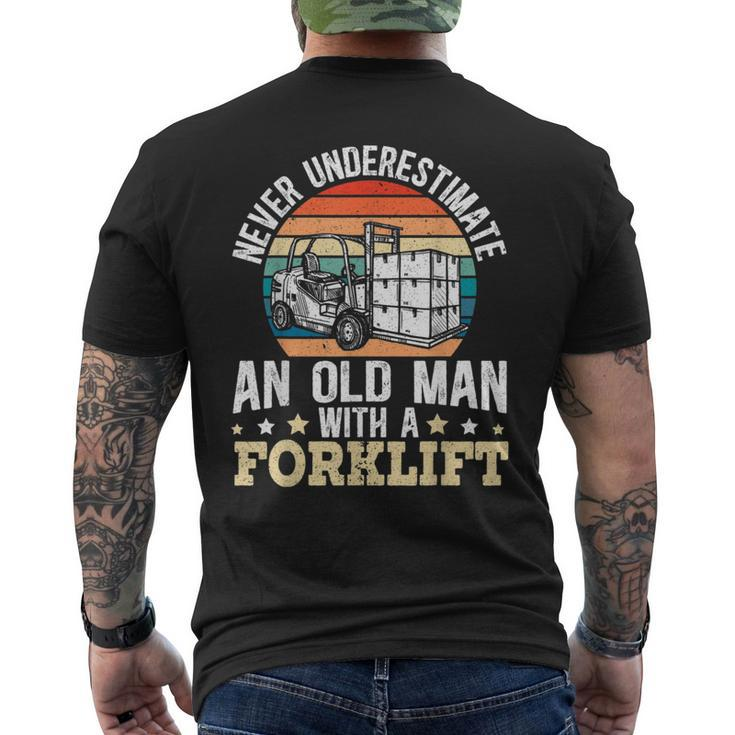 Never Underestimate An Old Man With A Forklift Operator Men's T-shirt Back Print