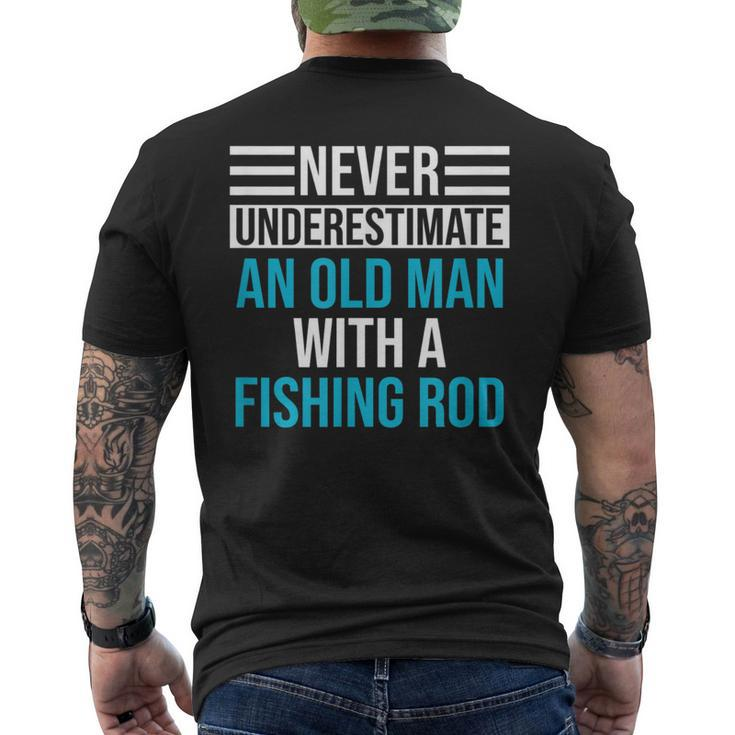 Never Underestimate An Old Man Fishing Men's T-shirt Back Print