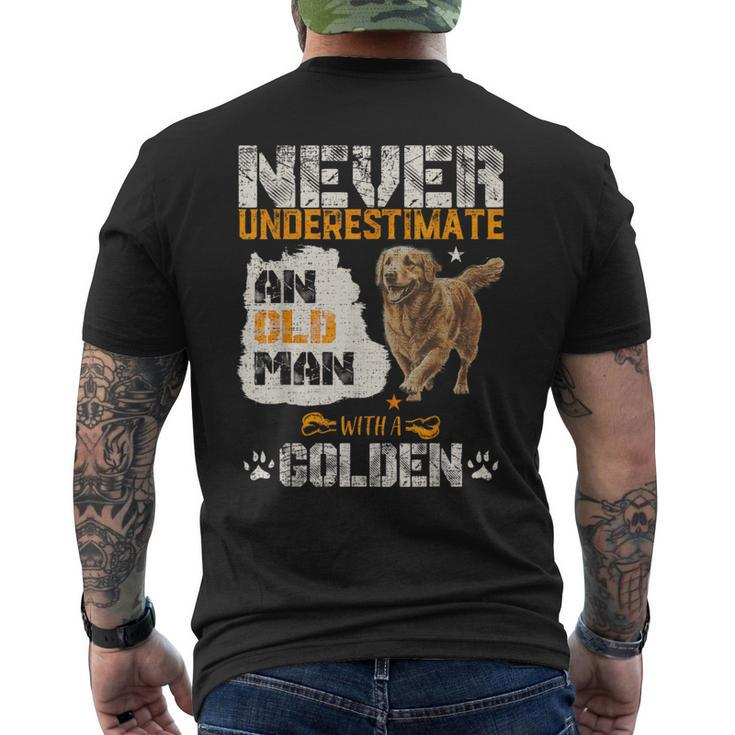 Never Underestimate An Old Man With A Golden Puppy Lover Men's T-shirt Back Print