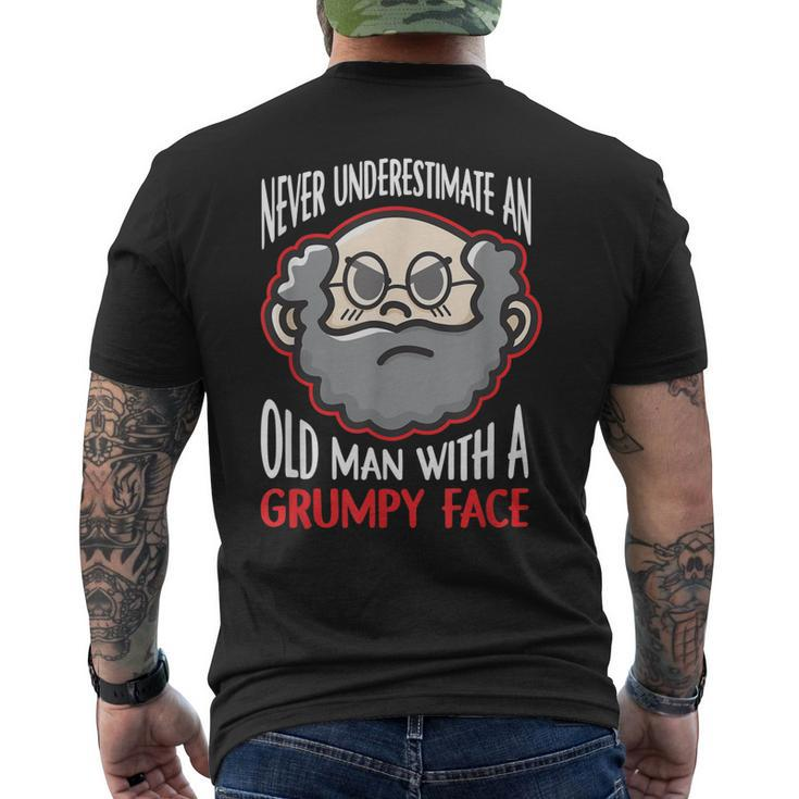Never Underestimate An Old Man With A Grumpy Face Grandpa Men's Back Print T-shirt