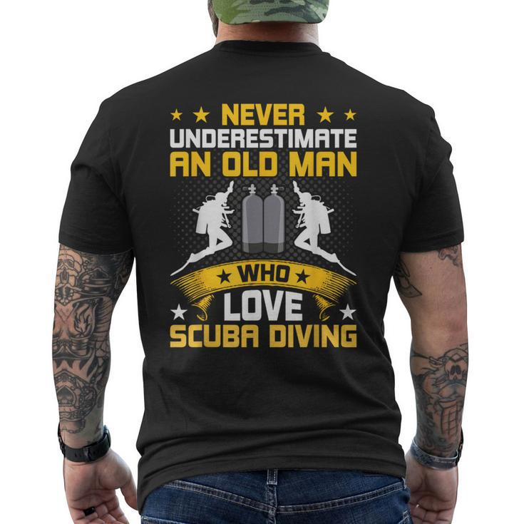 Never Underestimate Old Man Love Scuba Diving Men's T-shirt Back Print