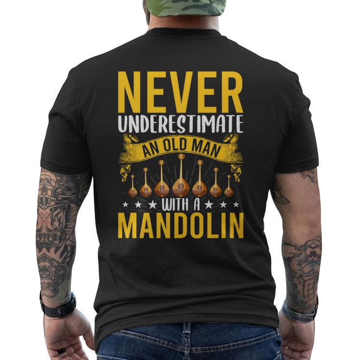 Never Underestimate An Old Man With A Mandolin Men's T-shirt Back Print
