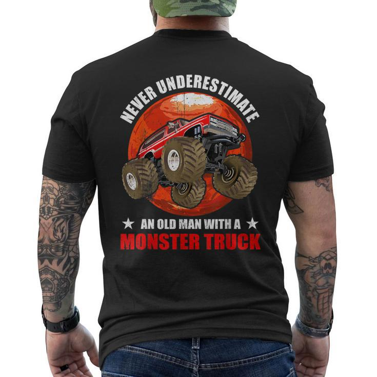 Never Underestimate An Old Man With A Monster Truck Gamer Men's T-shirt Back Print