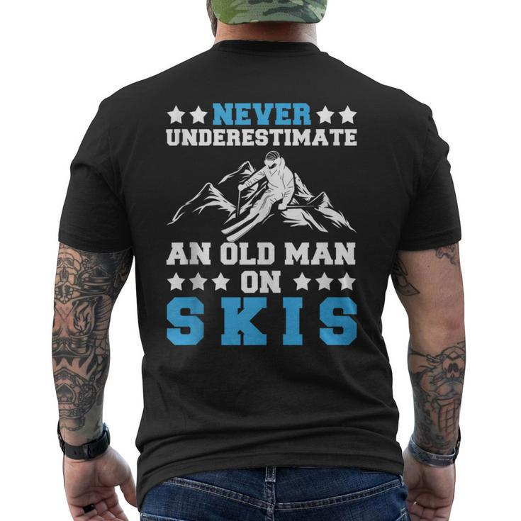 Never Underestimate An Old Man On Skis Skiing Lovers Men's T-shirt Back Print