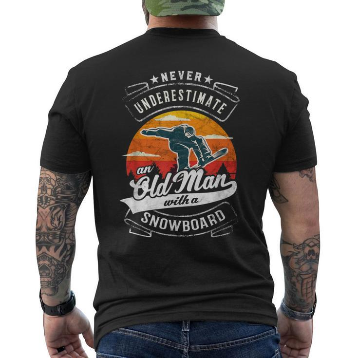 Never Underestimate An Old Man With A Snowboard Dad Granpa Men's T-shirt Back Print