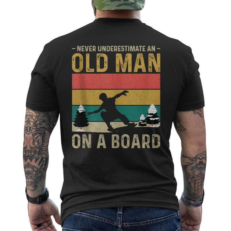 Never Underestimate An Old Man On A Snowboard Vintage Men's T-shirt Back Print
