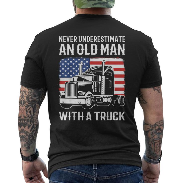 Never Underestimate An Old Man With A Truck Driver Men's T-shirt Back Print