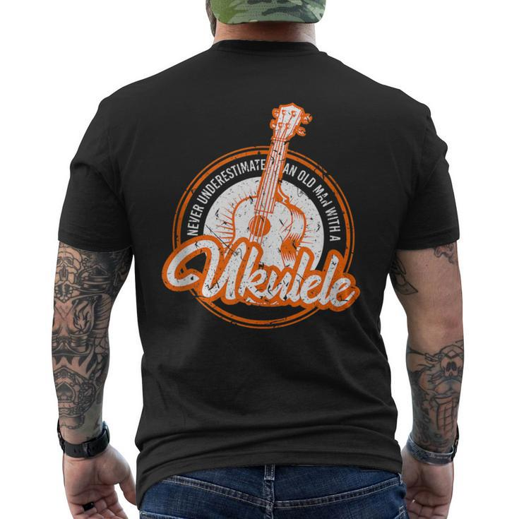 Never Underestimate An Old Man With A Ukulele Musician Men's T-shirt Back Print