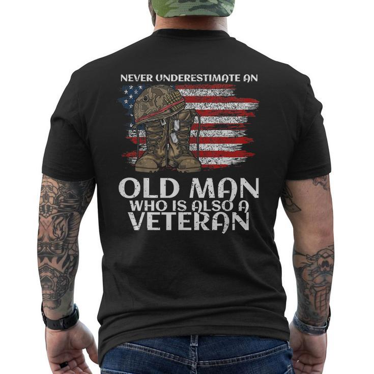 Never Underestimate An Old Man Who Is Also A Veteran Us Men's T-shirt Back Print