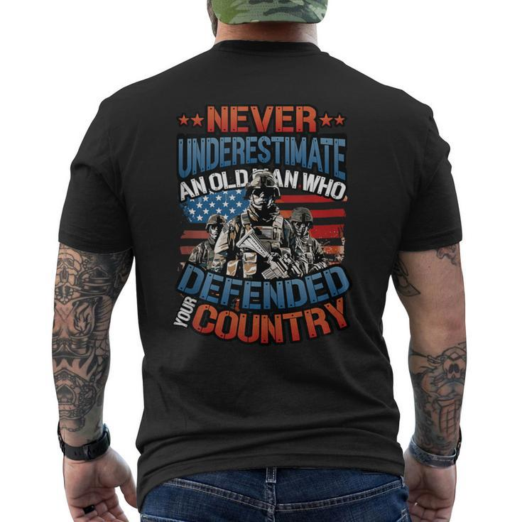 Never Underestimate An Old Man Veterans Day Army Veteran Men's T-shirt Back Print
