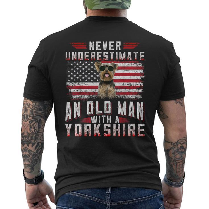 Never Underestimate An Old Man With A Yorkshire Terrier Men's T-shirt Back Print